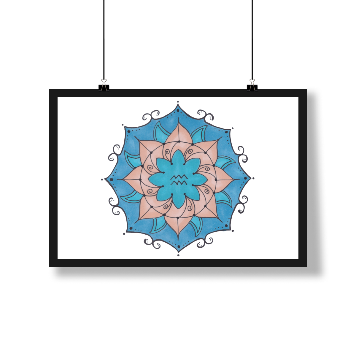 Nome do produto: Pôster Mandala Signo de Aquário - Paisagem