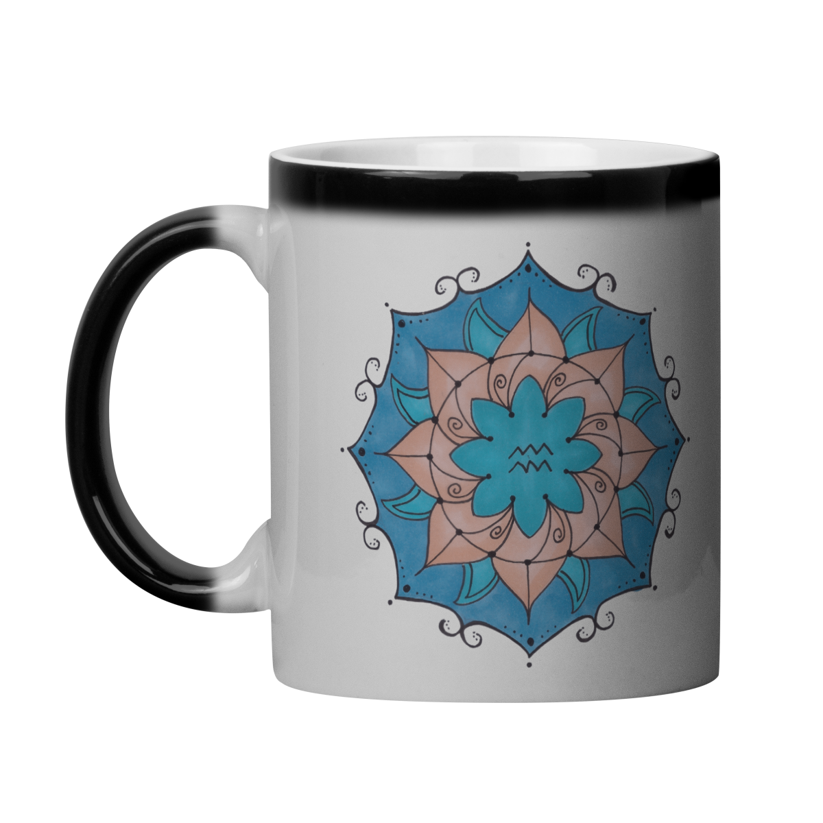 Nome do produto: Caneca Mágica Mandala Signo de Aquário - \