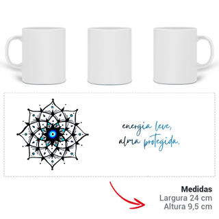 Nome do produto Caneca Mágica Mandala Olho Grego – Xô, Inveja! – Energia leve, alma protegida
