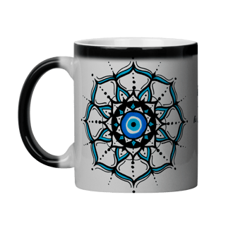 Nome do produto Caneca Mágica Mandala Olho Grego – Círculo de Harmonia – Que volte em dobro a você tudo que a mim deseja