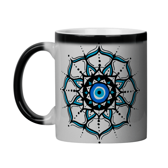 Caneca Mágica Mandala Olho Grego – Círculo de Harmonia – Energia leve, alma protegida