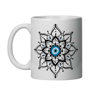 Caneca Mandala Olho Grego – Escudo da Intuição – Energia leve, alma protegida