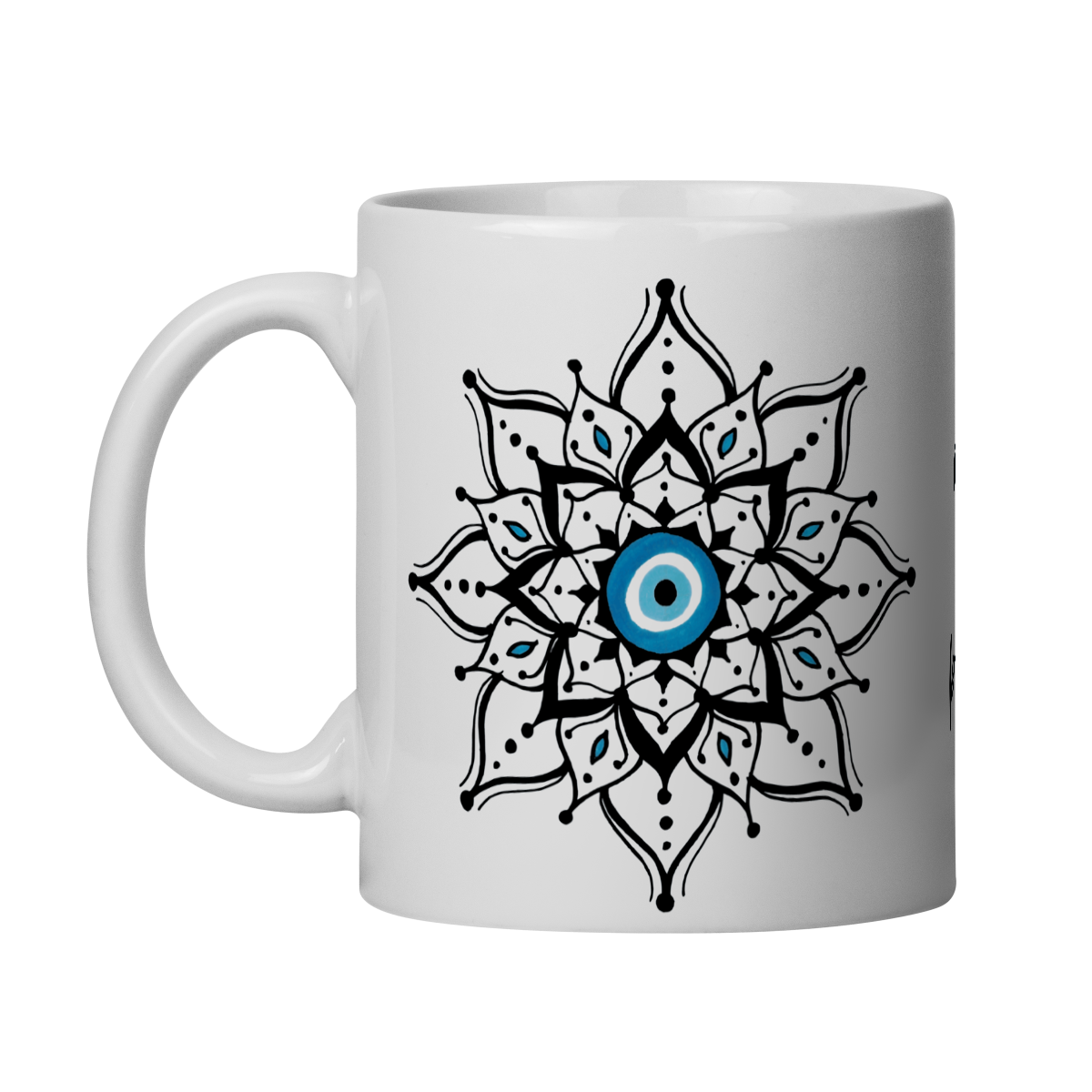Nome do produto: Caneca Mandala Olho Grego – Escudo da Intuição – O olho grego tá on, pode olhar à vontade