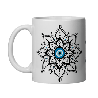 Nome do produto Caneca Mandala Olho Grego – Escudo da Intuição – O olho grego tá on, pode olhar à vontade