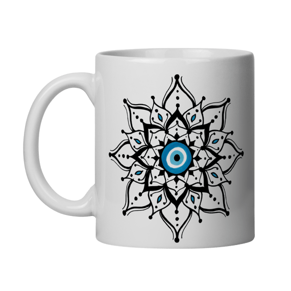 Caneca Mandala Olho Grego – Escudo da Intuição – Eu não ando só