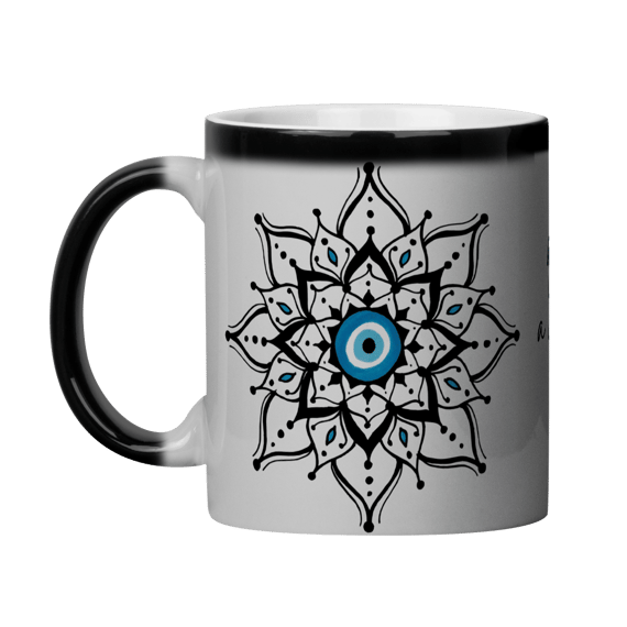 Caneca Mágica Mandala Olho Grego – Escudo da Intuição – Que volte em dobro a você tudo que a mim deseja