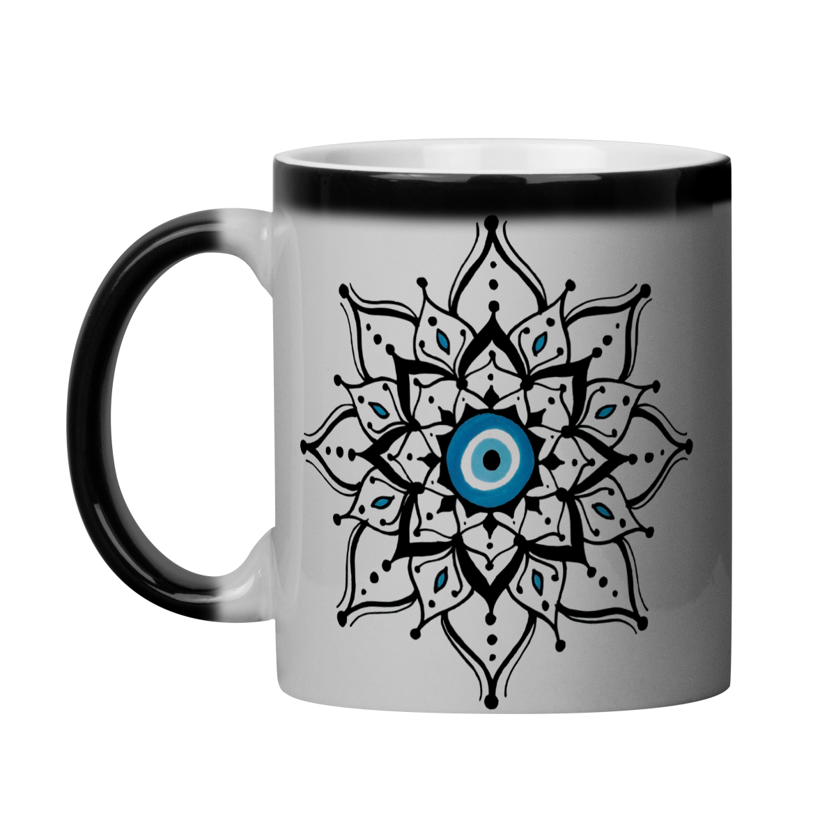 Nome do produto: Caneca Mágica Mandala Olho Grego – Escudo da Intuição – Energia leve, alma protegida