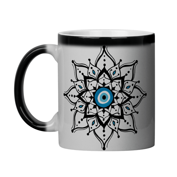 Caneca Mágica Mandala Olho Grego – Escudo da Intuição – Energia leve, alma protegida