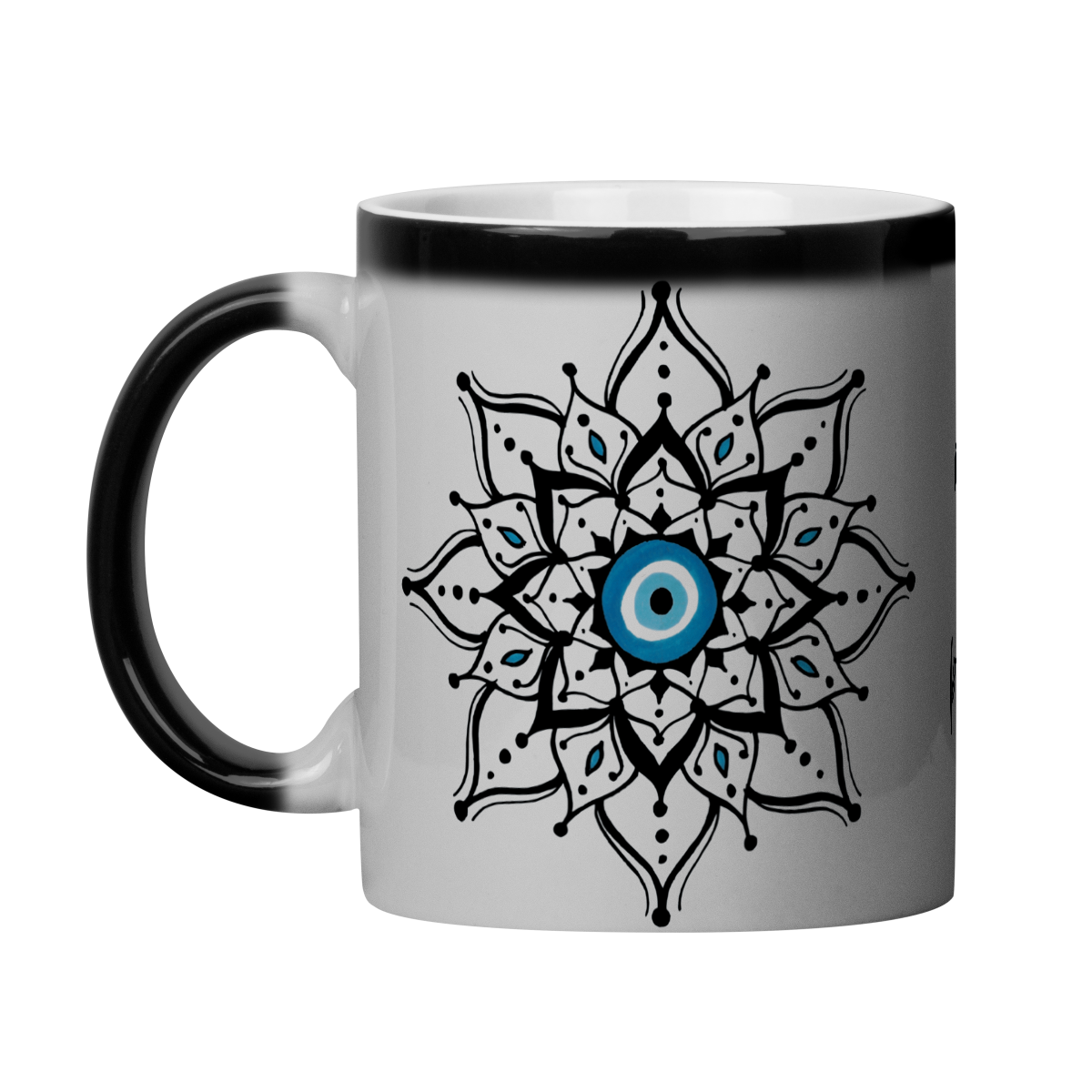 Nome do produto: Caneca Mágica Mandala Olho Grego – Escudo da Intuição – O olho grego tá on, pode olhar à vontade