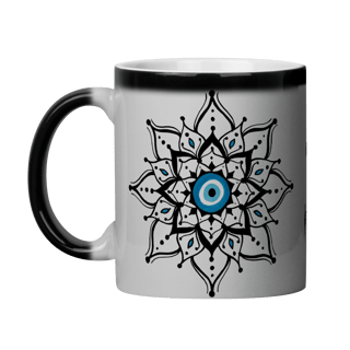 Caneca Mágica Mandala Olho Grego – Escudo da Intuição – O olho grego tá on, pode olhar à vontade