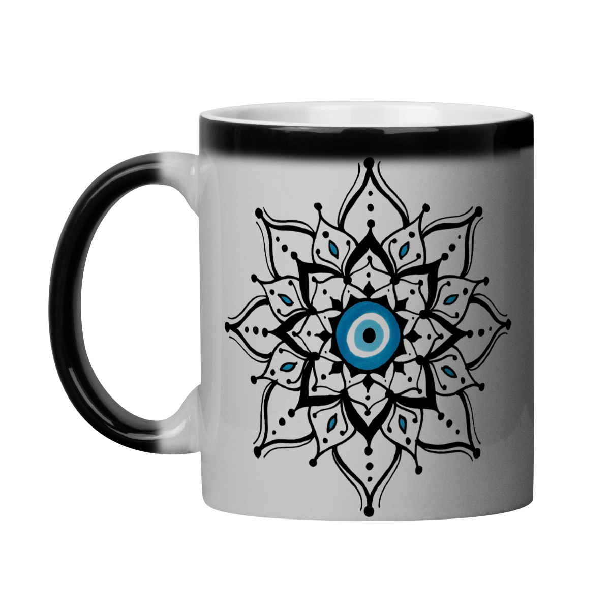 Nome do produto: Caneca Mágica Mandala Olho Grego – Escudo da Intuição – Eu não ando só
