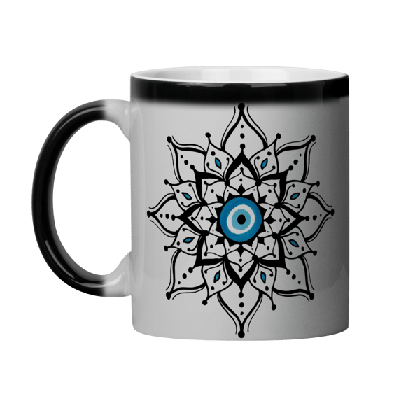 Caneca Mágica Mandala Olho Grego – Escudo da Intuição – Eu não ando só