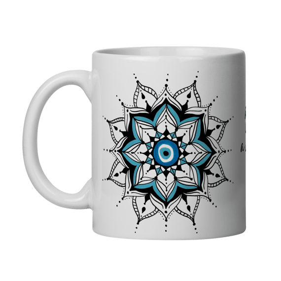 Caneca Mandala Olho Grego – Guardião Azul – Que volte em dobro a você tudo que a mim deseja