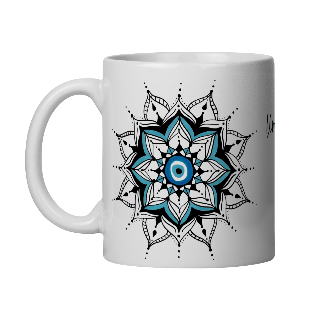 Nome do produto: Caneca Mandala Olho Grego – Guardião Azul – Livrai-me do mau olhado, mal amado e do bem disfarçado
