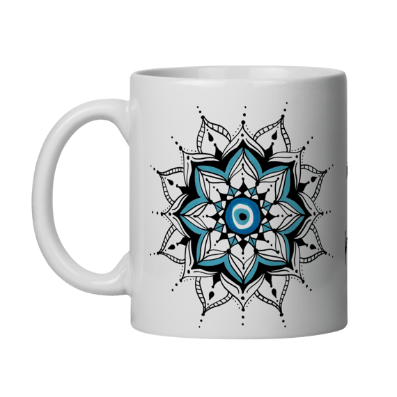 Caneca Mandala Olho Grego – Guardião Azul – O olho grego tá on, pode olhar à vontade