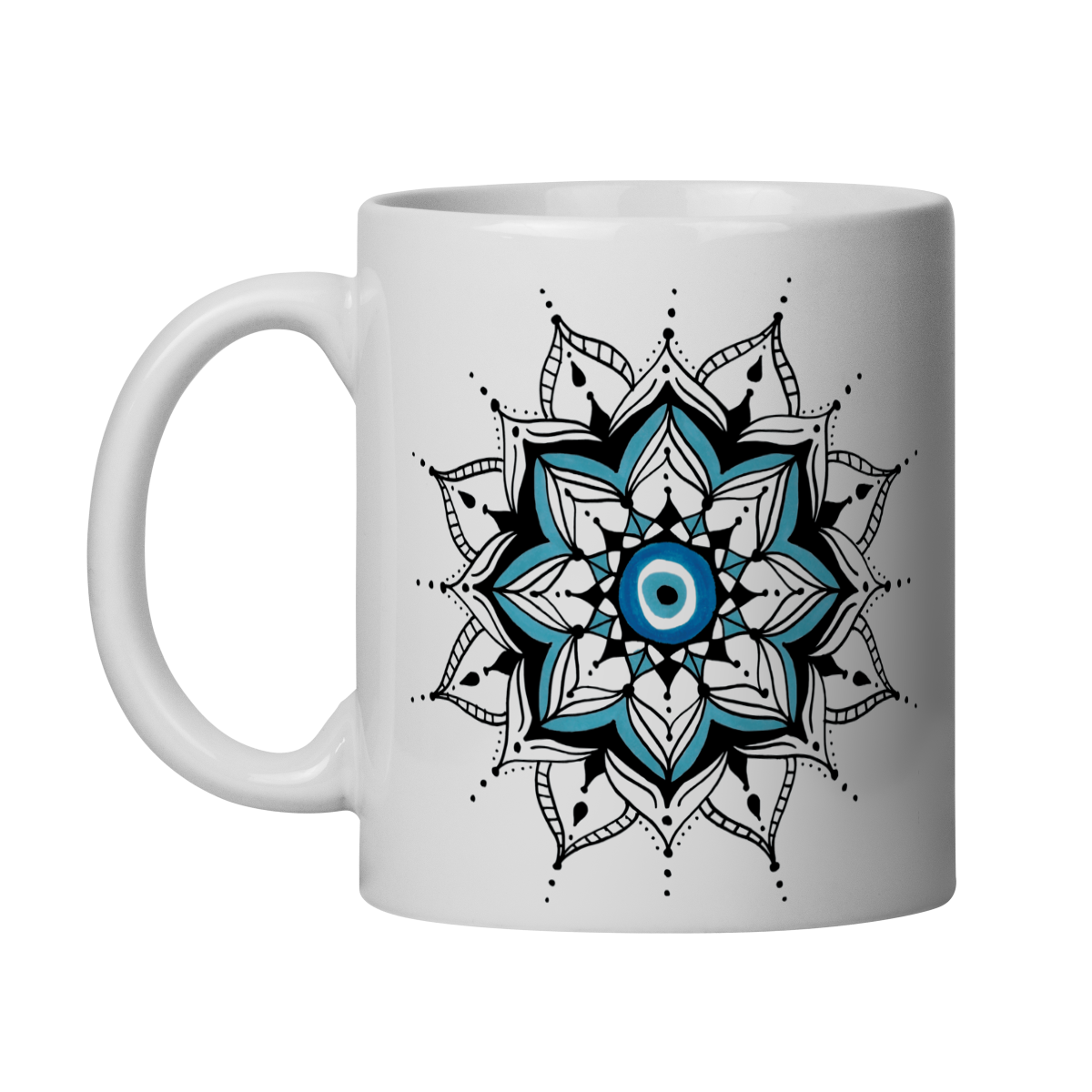 Nome do produto: Caneca Mandala Olho Grego – Guardião Azul – Eu não ando só
