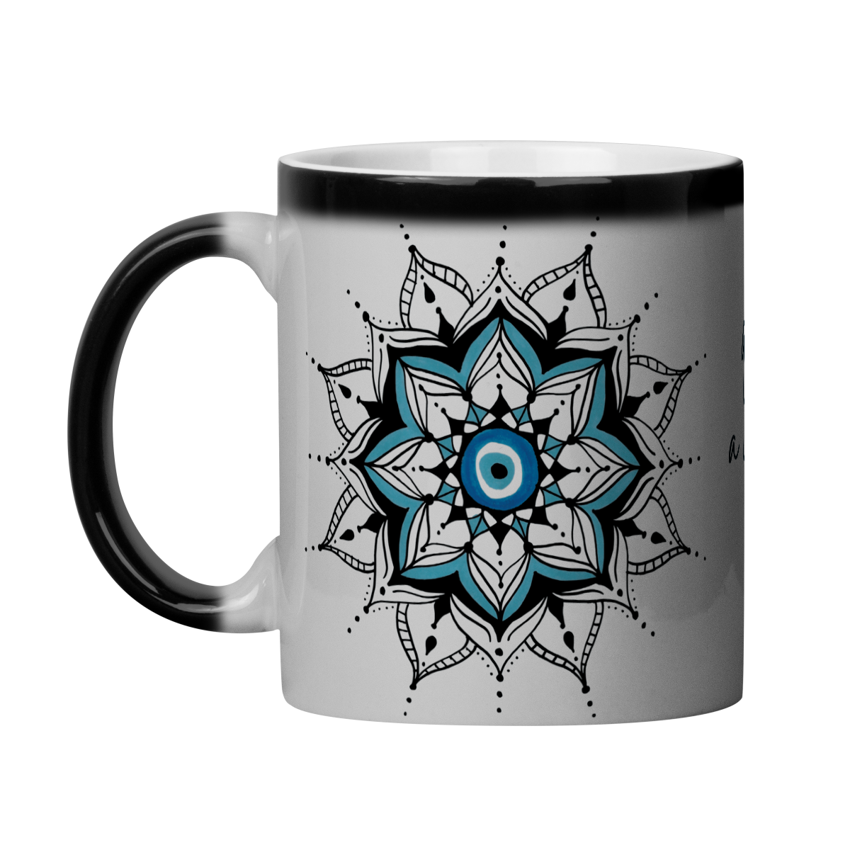 Nome do produto: Caneca Mágica Mandala Olho Grego – Guardião Azul – Que volte em dobro a você tudo que a mim deseja