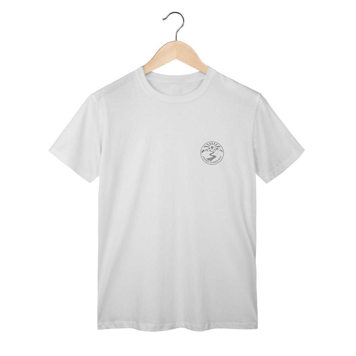 Camiseta Clássica Journey To Inner Self - logo small cinza 