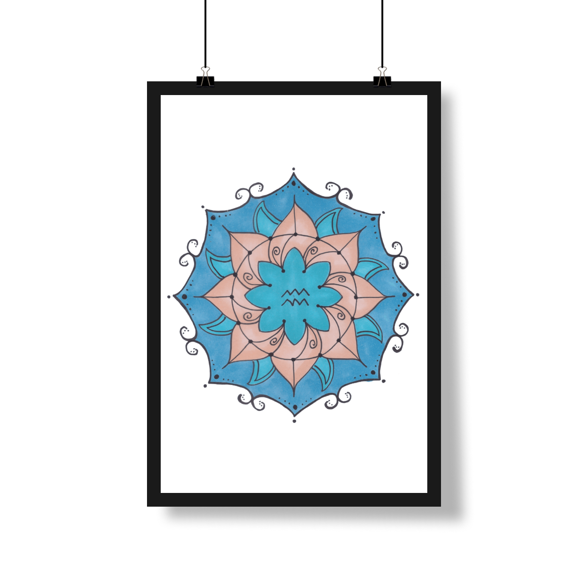 Nome do produto: Pôster Mandala Signo de Aquário - Retrato