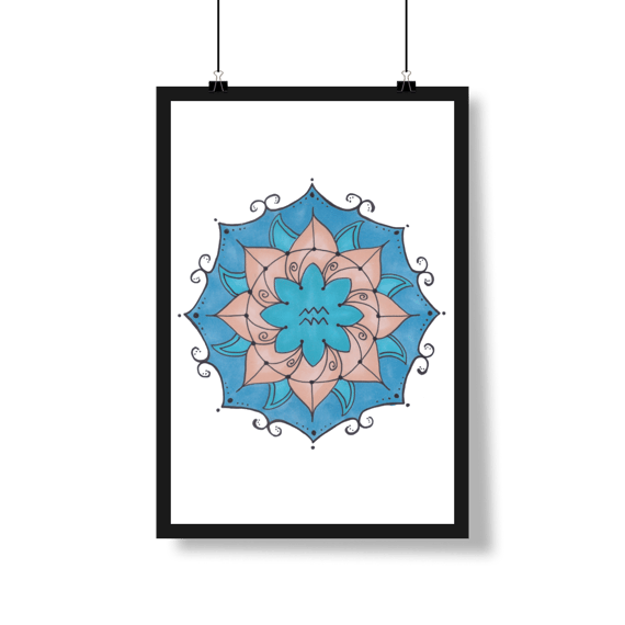 Pôster Mandala Signo de Aquário - Retrato