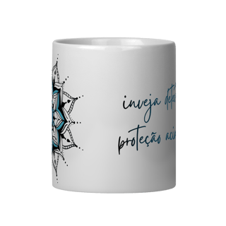 Nome do produto Caneca Mandala Olho Grego – Guardião Azul – Inveja detectada, proteção acionada