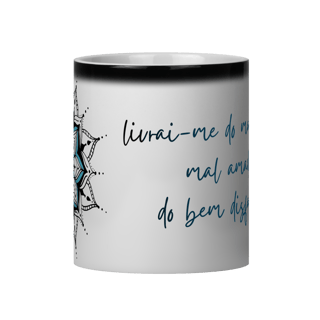 Nome do produto Caneca Mágica Mandala Olho Grego – Guardião Azul – Livrai-me do mau olhado, mal amado e do bem disfarçado
