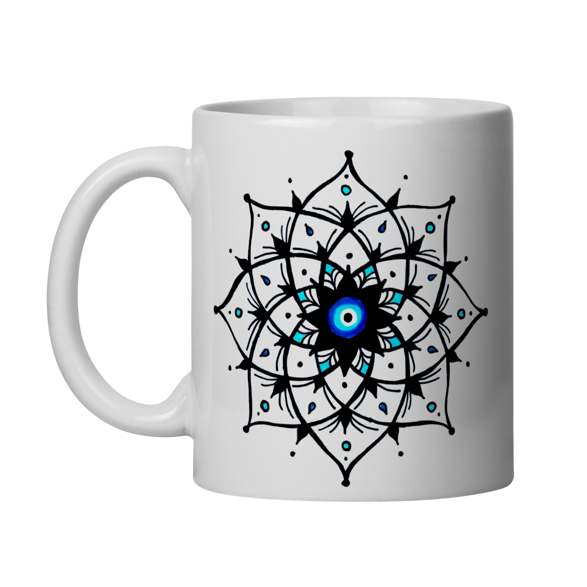 Nome do produto: Caneca Mandala Olho Grego – Xô, Inveja! – Energia leve, alma protegida