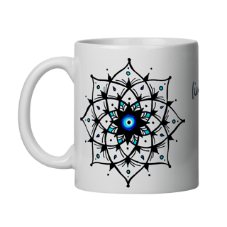 Caneca Mandala Olho Grego – Xô, Inveja! – Livrai-me do mau olhado, mal amado e do bem disfarçado
