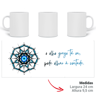 Nome do produto Caneca Mandala Olho Grego – Círculo da Harmonia – O olho grego tá on, pode olhar à vontade