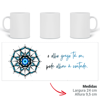 Nome do produto Caneca Mágica Mandala Olho Grego – Círculo de Harmonia – O olho grego tá on, pode olhar à vontade