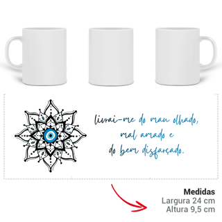 Nome do produto Caneca Mandala Olho Grego – Escudo da Intuição – Livrai-me do mau olhado, mal amado e do bem disfarçado
