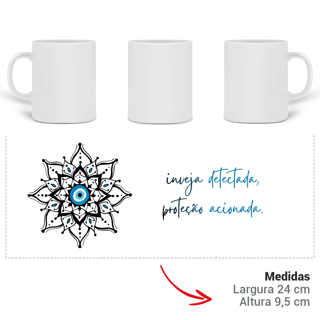 Nome do produto Caneca Mandala Olho Grego – Escudo da Intuição – Inveja detectada, proteção acionada