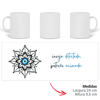 Nome do produto Caneca Mágica Mandala Olho Grego – Escudo da Intuição – Inveja detectada, proteção acionada