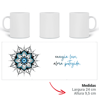 Nome do produto Caneca Mandala Olho Grego – Guardião Azul – Energia leve, alma protegida