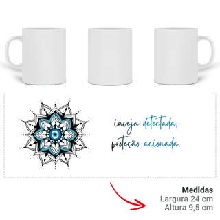 Nome do produto Caneca Mandala Olho Grego – Guardião Azul – Inveja detectada, proteção acionada