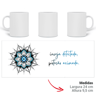 Nome do produto Caneca Mágica Mandala Olho Grego – Guardião Azul – Inveja detectada, proteção acionada