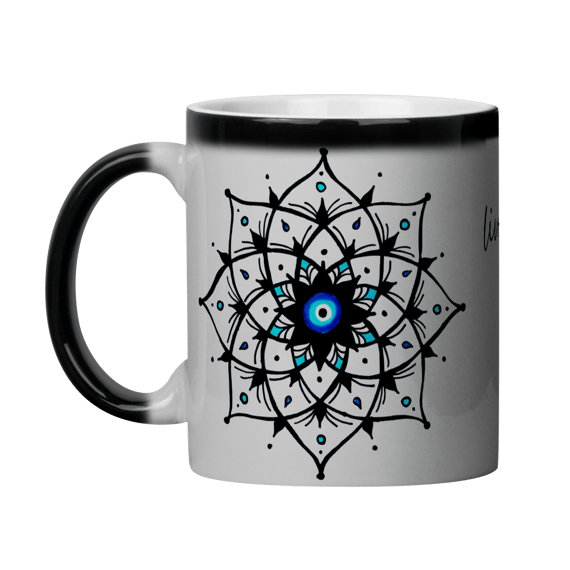 Caneca Mágica Mandala Olho Grego – Xô, Inveja! – Livrai-me do mau olhado, mal amado e do bem disfarçado