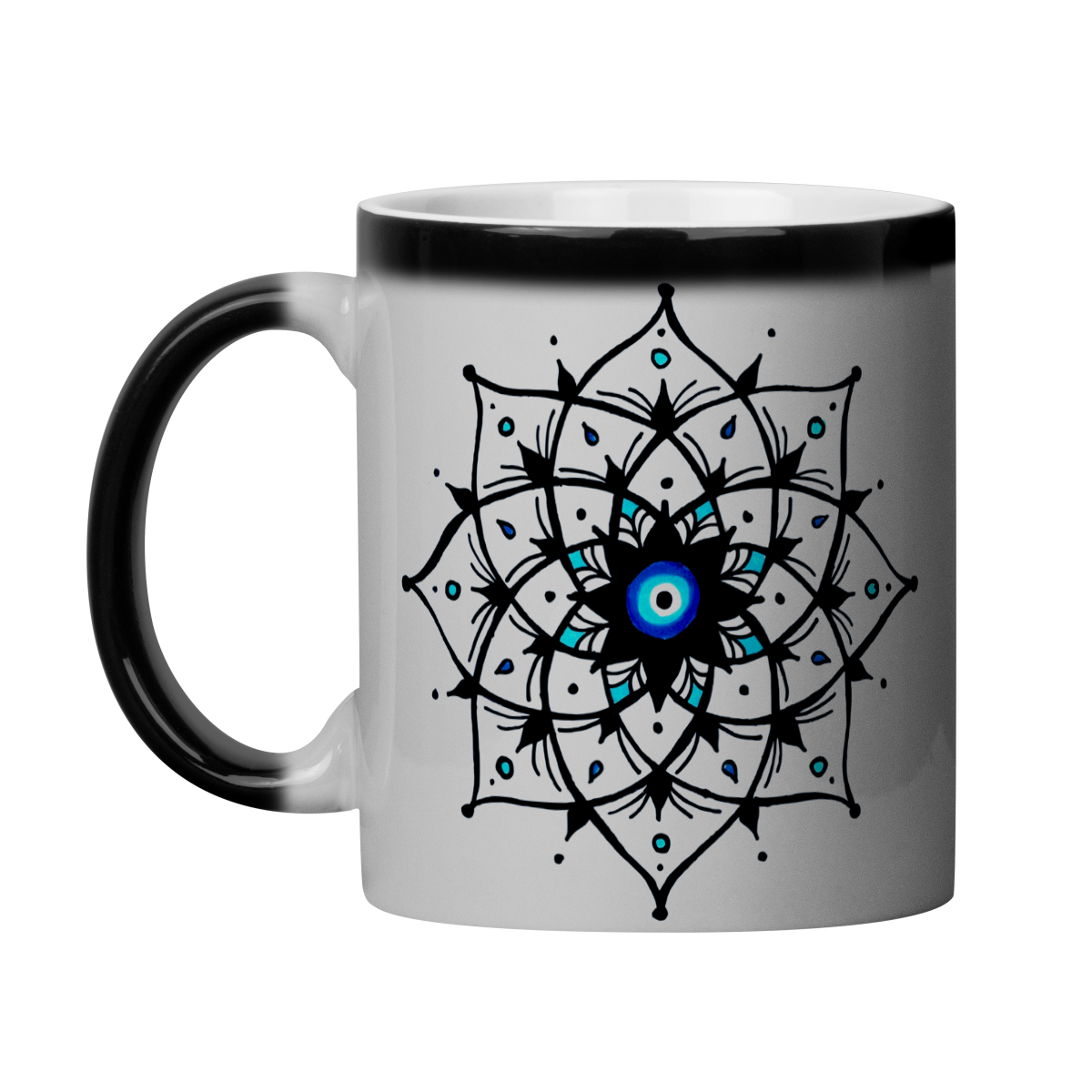Nome do produto: Caneca Mágica Mandala Olho Grego – Xô, Inveja! – Eu não ando só