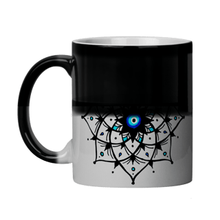 Nome do produto Caneca Mágica Mandala Olho Grego – Xô, Inveja! – Inveja detectada, proteção acionada