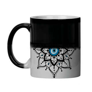 Nome do produto Caneca Mágica Mandala Olho Grego – Escudo da Intuição – Que volte em dobro a você tudo que a mim deseja