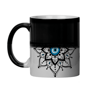 Nome do produto Caneca Mágica Mandala Olho Grego – Escudo da Intuição – O olho grego tá on, pode olhar à vontade