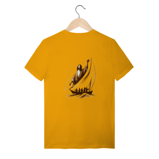 Nome do produto T-shirt Quality JESUS NO BARCO (Fé e Proteção) *Estampa nas Costas*