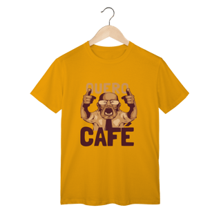 Nome do produto T-Shirt Classic: QUERO CAFÉ! (Urgência Matinal em Algodão Premium)