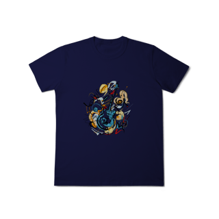 Nome do produto T-Shirt Classic: Solo de Guitarra Abstrata (O Conforto É Música Pros Seus Ouvidos!)