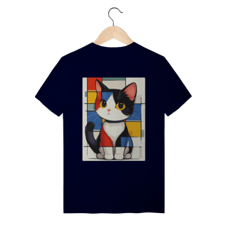 Nome do produto T-Shirt Quality: Gato Abstrato (A Única Forma Geométrica que Ronrona!) *Estampa nas Costas*