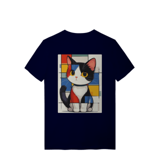 Nome do produto T-Shirt Quality: Gato Abstrato (A Única Forma Geométrica que Ronrona!) *Estampa nas Costas*