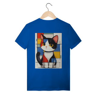 Nome do produto T-Shirt Quality: Gato Abstrato (A Única Forma Geométrica que Ronrona!) *Estampa nas Costas*
