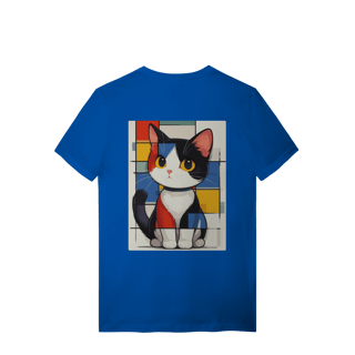 Nome do produto T-Shirt Quality: Gato Abstrato (A Única Forma Geométrica que Ronrona!) *Estampa nas Costas*