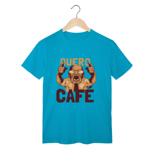 Nome do produto T-Shirt Classic: QUERO CAFÉ! (Urgência Matinal em Algodão Premium)