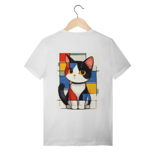 Nome do produto T-Shirt Quality: Gato Abstrato (A Única Forma Geométrica que Ronrona!) *Estampa nas Costas*